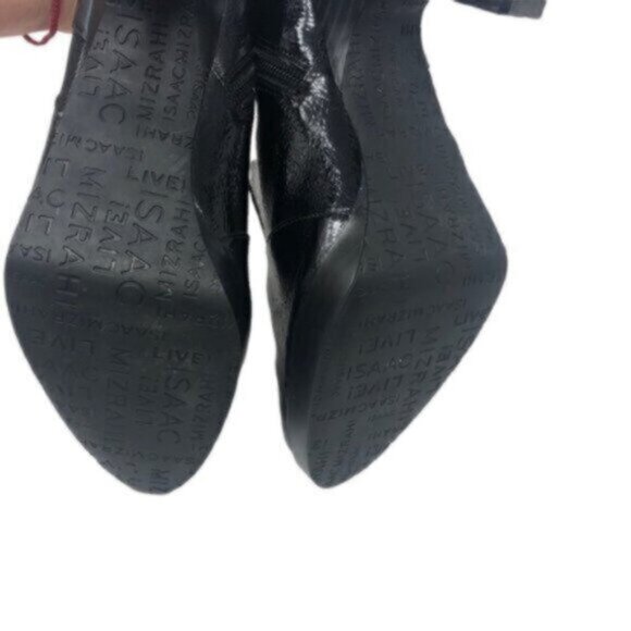 Isaac Mizrahi Desiree Black Shiny Leather Ankle Bootie Heel Size 7.5 - Picture 7 of 14